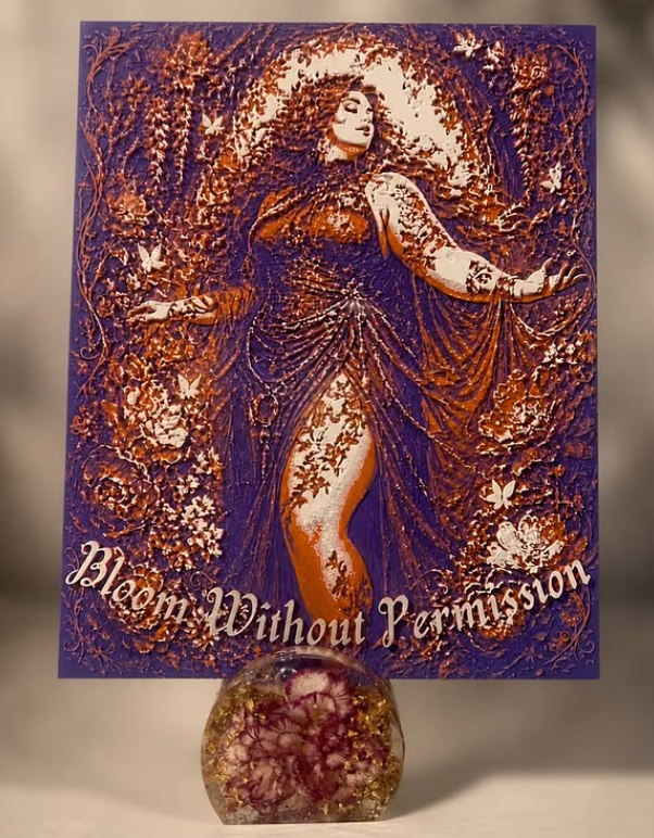 Bloom Without Permission – Textured Goddess Wall Art