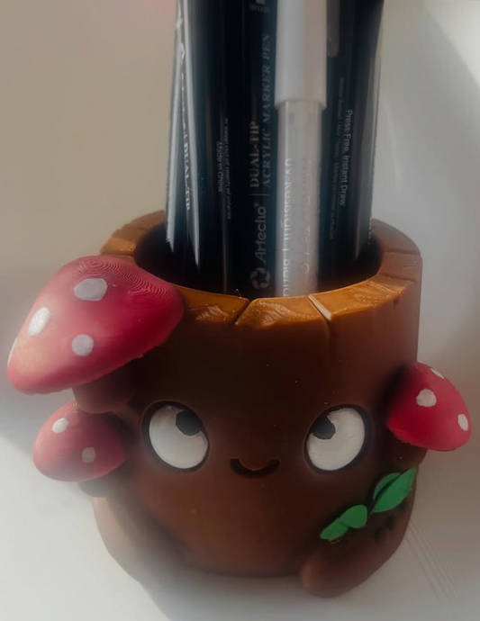 Mushroom Stump Pen Holder – Whimsical Desk Companion